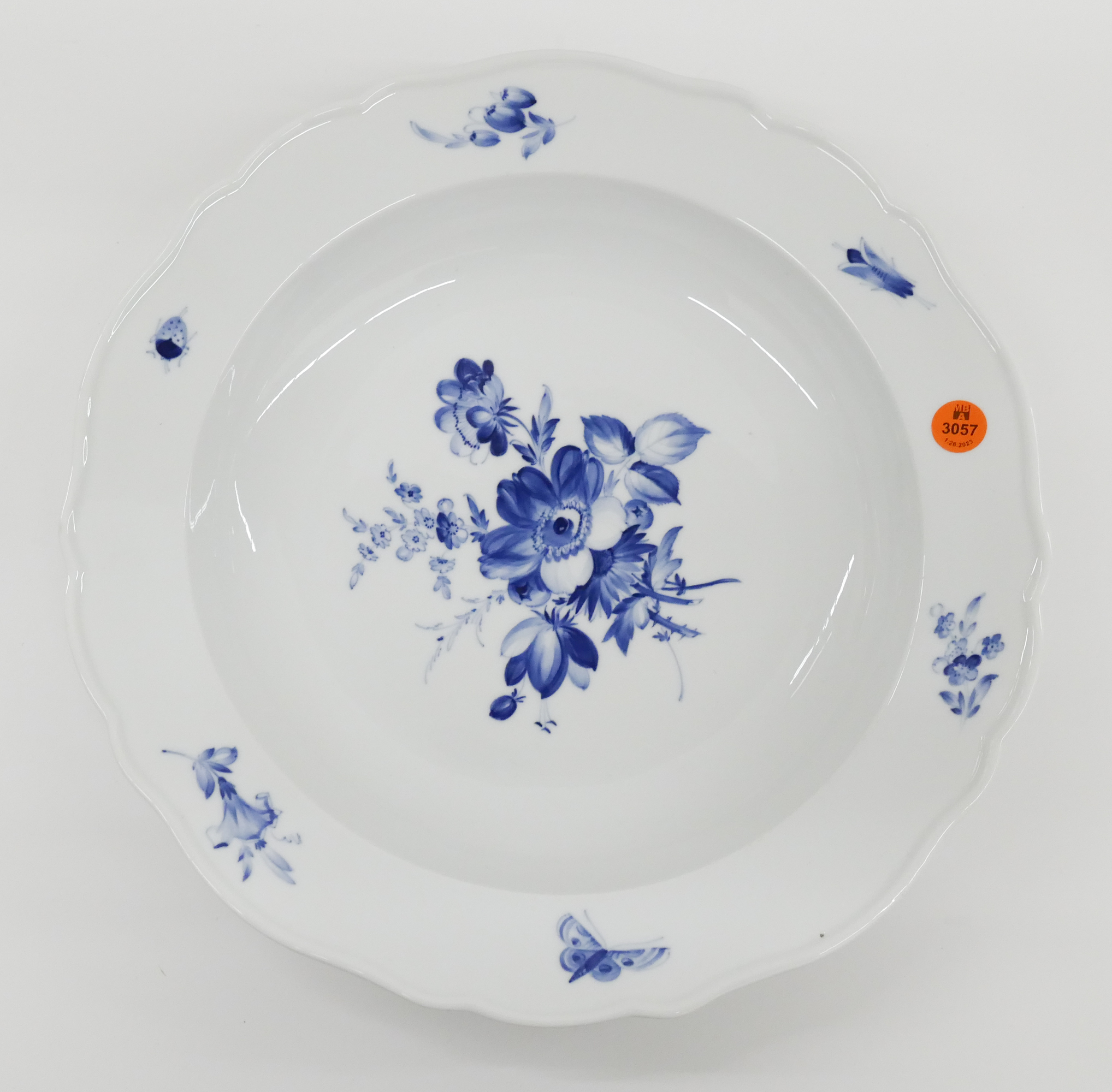 Appraisal: Meissen Blue Flowers and Insects Porcelain Serving Bowl Excellent condition-