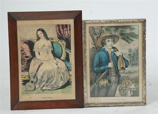 Appraisal: TWO CURRIER IVES PRINTS Emeline h w In a wooden