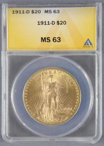 Appraisal: -D St Gaudens Gold CoinCertified and graded MS by ANACS