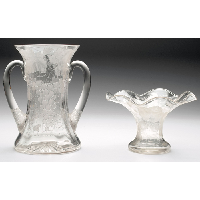 Appraisal: Joseph Locke vase double handled form in clear glass with