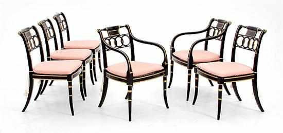 Appraisal: Set of six Regency style 'Governor Alston' painted dining chairs