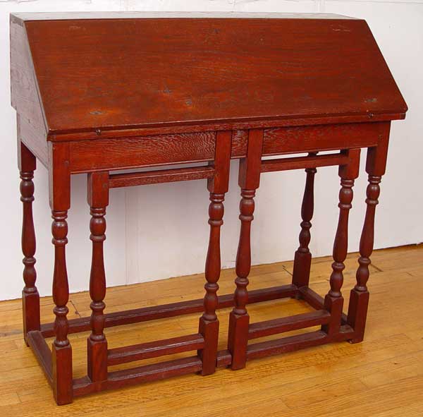 Appraisal: ENGLISH FALL FRONT BUREAU DESK ON STAND Original iron hinges