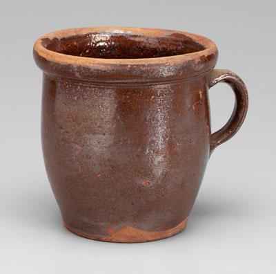 Appraisal: Brown-glazed redware cream milk pot possibly Piedmont North Carolina -