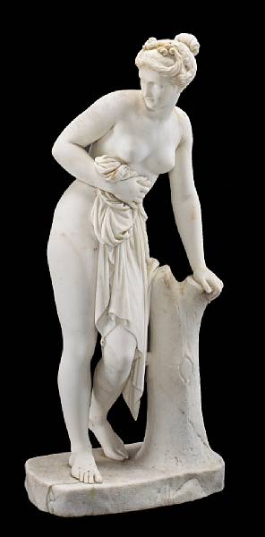 Appraisal: An Italian carved marble figure of Venus at her bath