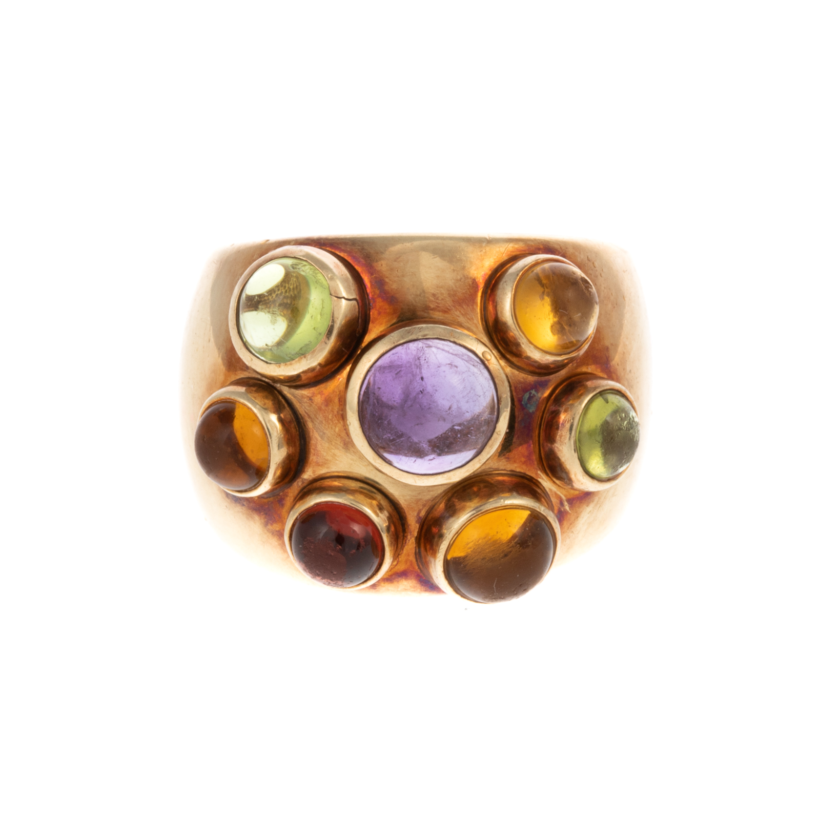 Appraisal: A CABOCHON GEMSTONE WIDE BAND IN K K yellow gold