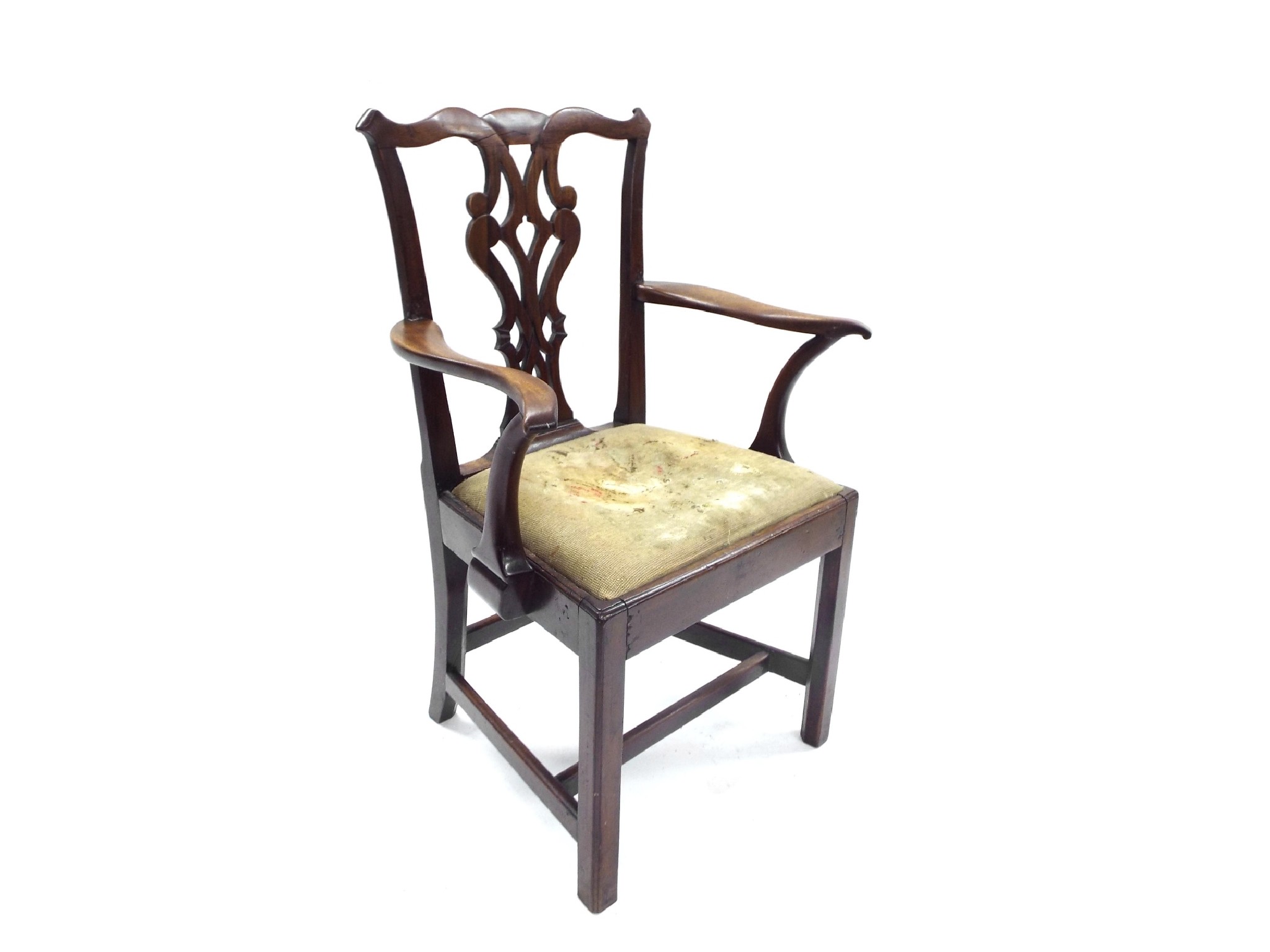 Appraisal: th century Chippendale style mahogany carver chair with pierced vertical