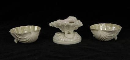 Appraisal: Pair of Irish Belleek Porcelain Shell-Form Dishes Together with a