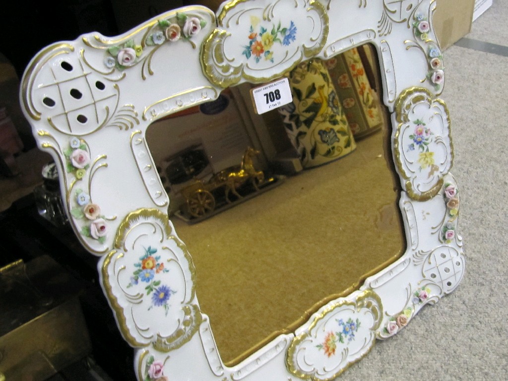 Appraisal: Ornately decorated ceramic framed mirror