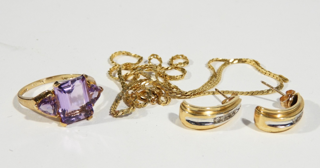 Appraisal: GROUP ESTATE K K AMETHYST DIAMOND JEWELRY United States th