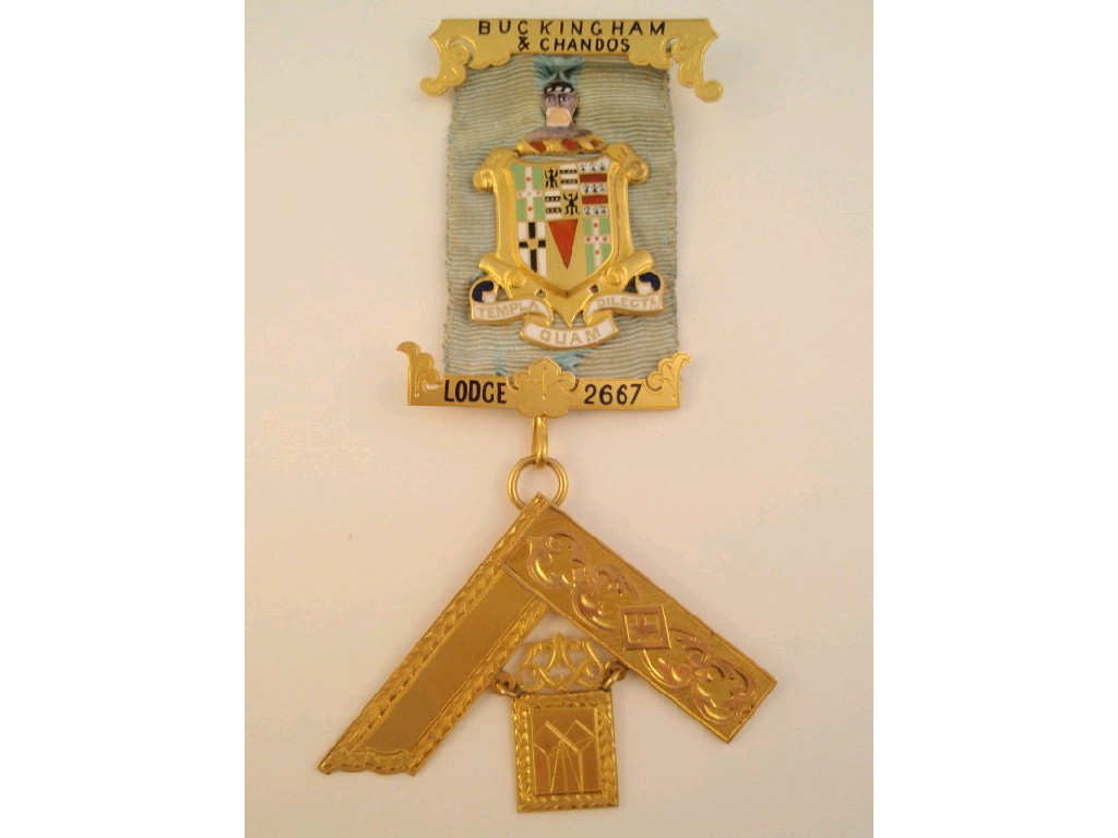 Appraisal: A Masonic jewel in ct gold circa Lodge J H