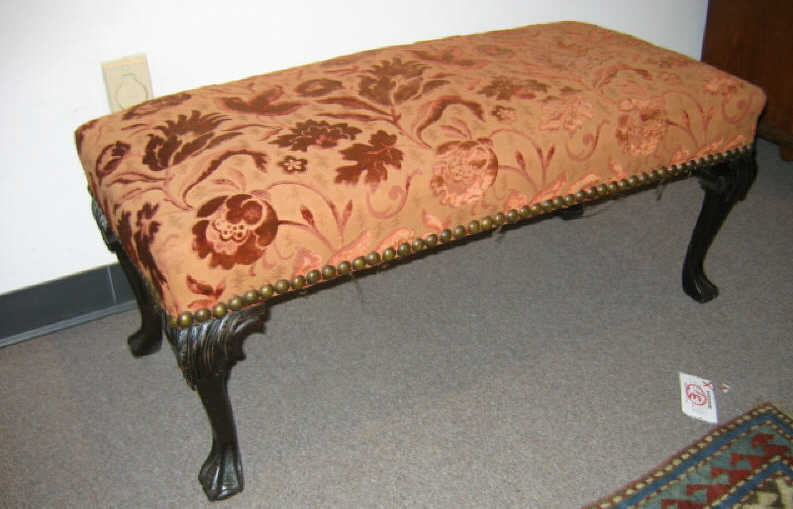 Appraisal: AMERICAN CHIPPENDALE STYLE WINDOW BENCH With padded top on four