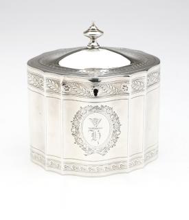 Appraisal: A George III sterling silver tea caddy London with partially