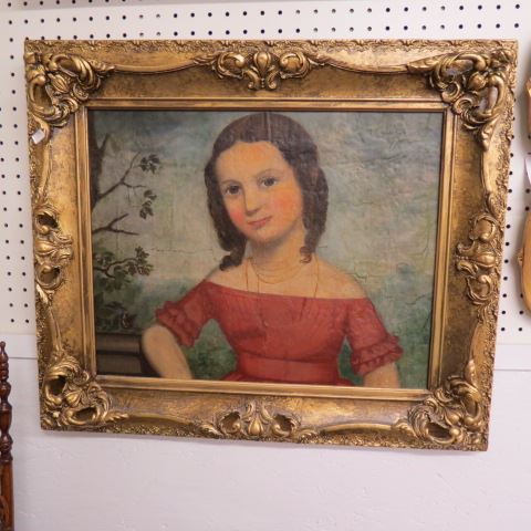 Appraisal: Early th Century Oil of a Young Girl wearing a