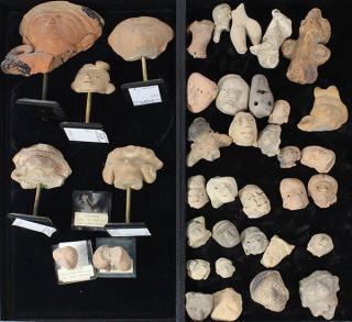 Appraisal: lot of Pre-Columbian clay head fragments including some torsos and