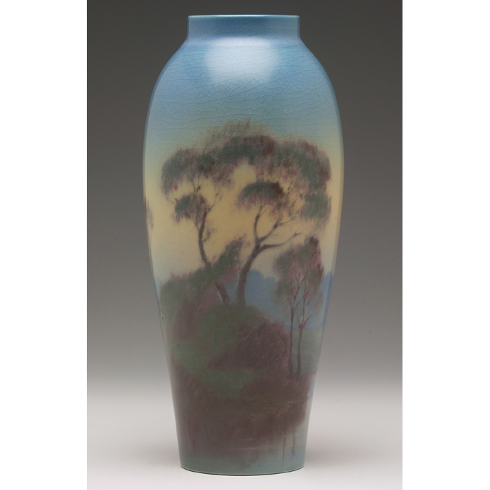 Appraisal: Good Rookwood vase scenic landscape in a Vellum glaze with