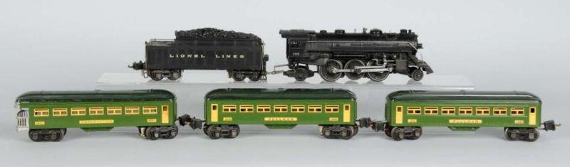 Appraisal: Lionel O-Gauge E Passenger Train Set Description Pre-war Tin-plate Includes