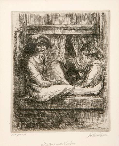 Appraisal: John Sloan American - Sisters at the Window M Etching