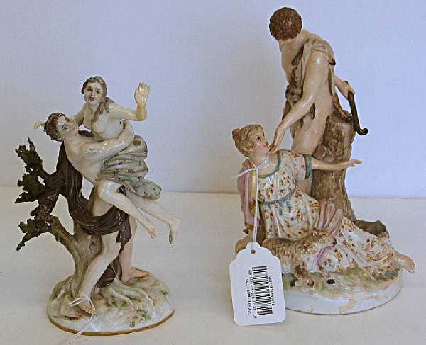 Appraisal: A Meissen porcelain hausmaler decorated figural of Boreas and Oreithyia