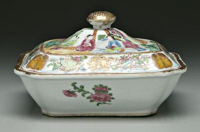 Appraisal: Rose mandarin lidded tureen lid and base borders of Buddhist