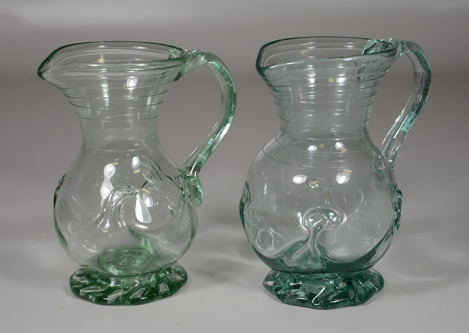 Appraisal: Clevenger Glass Lily Pad Pitchers Clayton NJ late s free