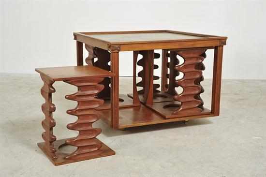 Appraisal: SOL SHAPIRO - A NEST OF FIVE COFFEE TABLES teak