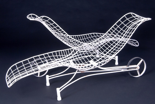 Appraisal: VLADIMIR KAGAN Pair of Capricorn white enameled metal chaise lounges