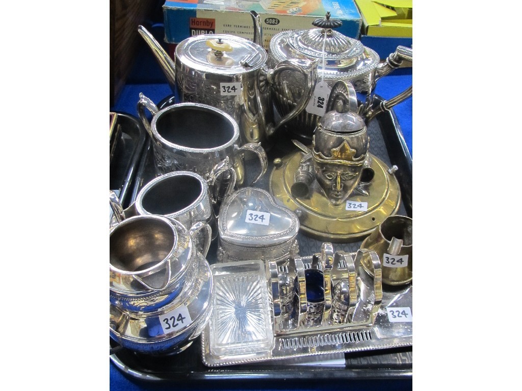 Appraisal: Tray lot of EP and metalware - three piece tea