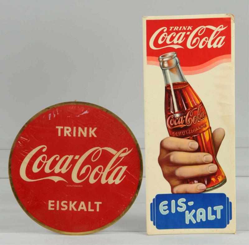 Appraisal: Coca-Cola s s German Signs The celluloid piece is warped