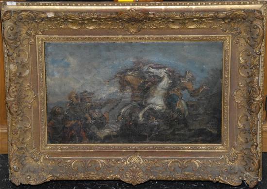 Appraisal: TH C CONTINENTAL OIL ON CANVAS Battle scene with men