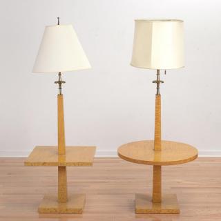 Appraisal: Pair Tommi Parzinger curly maple lamp tables Pair Tommi Parzinger