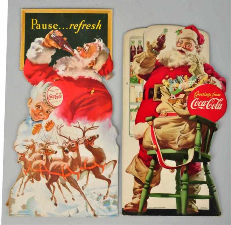 Appraisal: Lot of Cardboard Coca-Cola Santa Cutouts and The cutout is