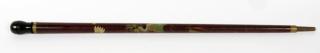 Appraisal: JAPANESE CARVED WOOD CANE L hand painted design