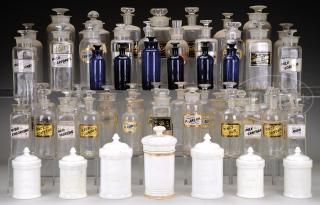 Appraisal: OUTSTANDING LOT OF GLASS APOTHECARY BOTTLES AND JARS OUTSTANDING LOT