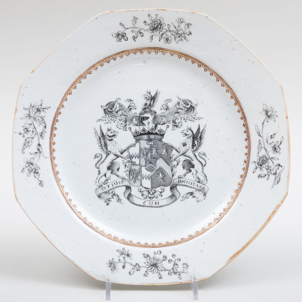 Appraisal: Chinese Export Porcelain Octagonal Plate Decorated with the Arms of