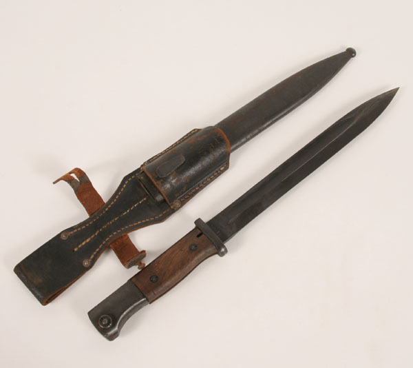 Appraisal: WWII Mauser K bayonet in metal sheath with leather cavalry