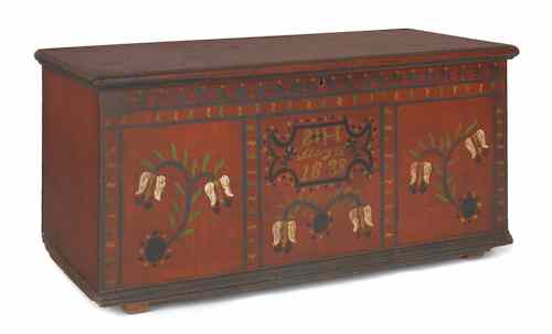 Appraisal: Central Pennsylvania painted pine dower chest dated initialed SH the