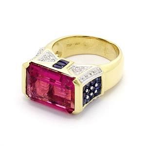 Appraisal: ct Pink Tourmaline Sapphire Diamond Ring Estate ct Pink Tourmaline