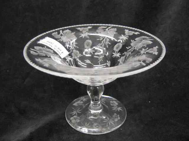 Appraisal: Libbey Cut Glass Compote fine floral intaglio '' tall ''