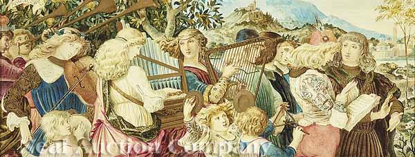 Appraisal: Riccardo Meacci Italian - The Musicmakers watercolor and gold on