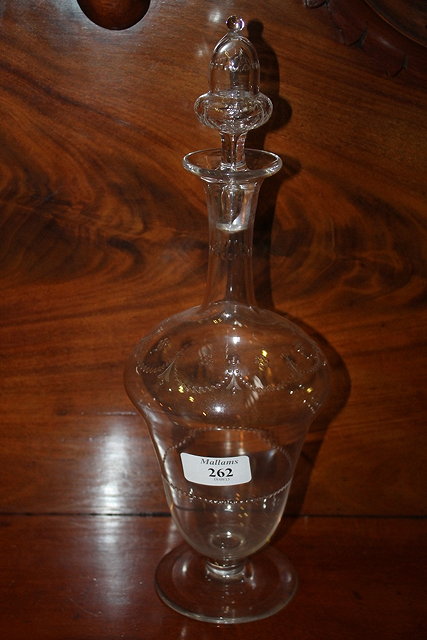 Appraisal: A VICTORIAN ETCHED DECANTER cm high