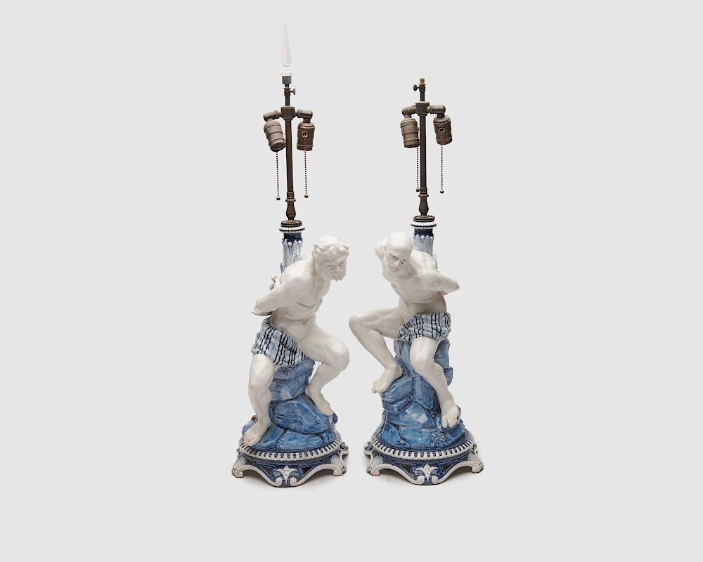 Appraisal: Pair of Ginori Porcelain Figures of Bound Prisoners mounted as