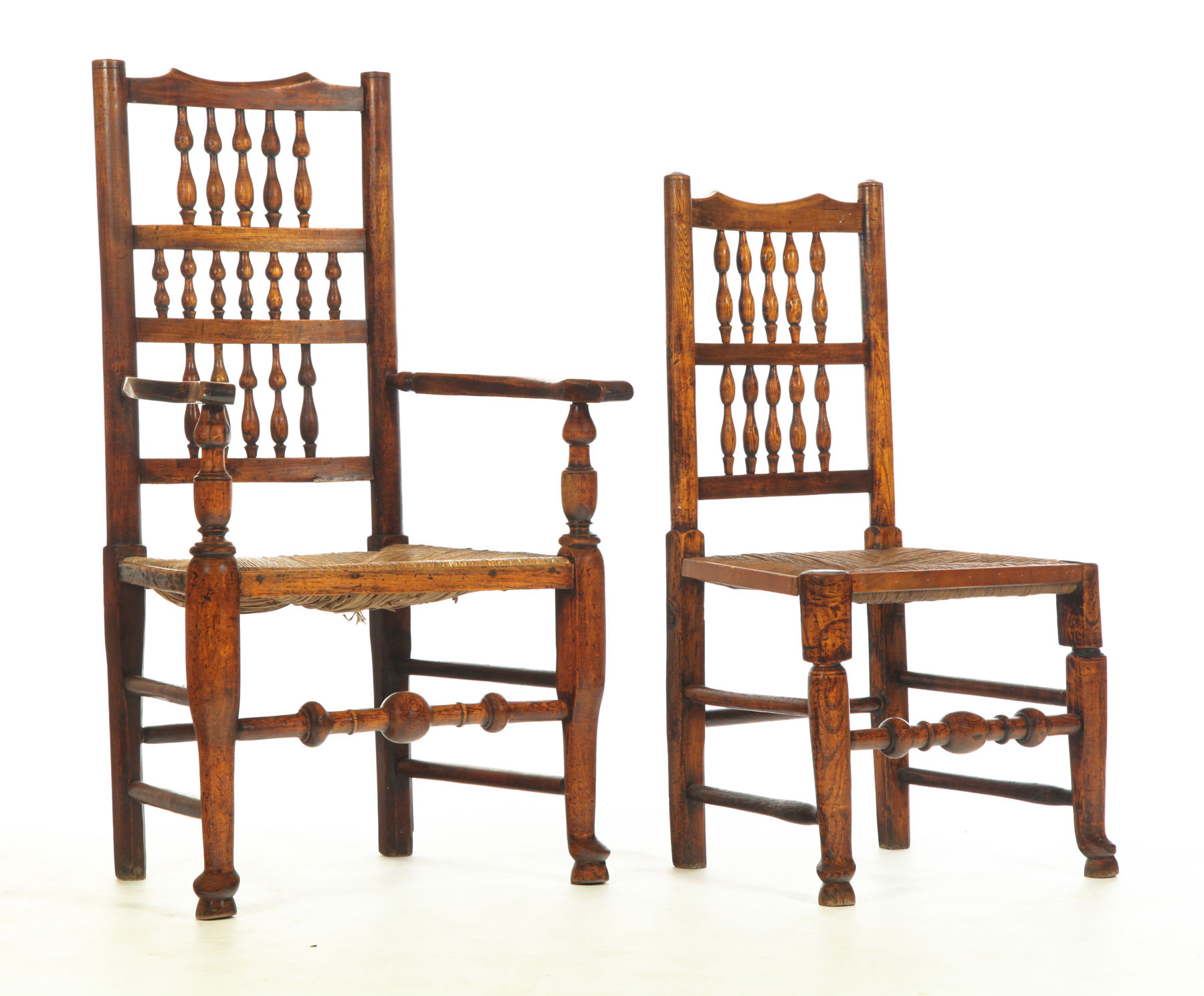 Appraisal: ASSEMBLED SET OF LANCASHIRE CHAIRS English th century mixed woods