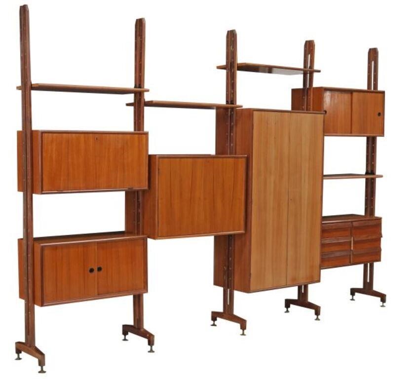 Appraisal: Italian mid-century modern teak modular bookcase c s four open