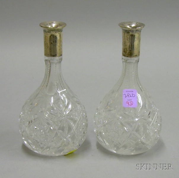 Appraisal: Pair of Continental Silver and Colorless Bottle-form Glass Vases ht