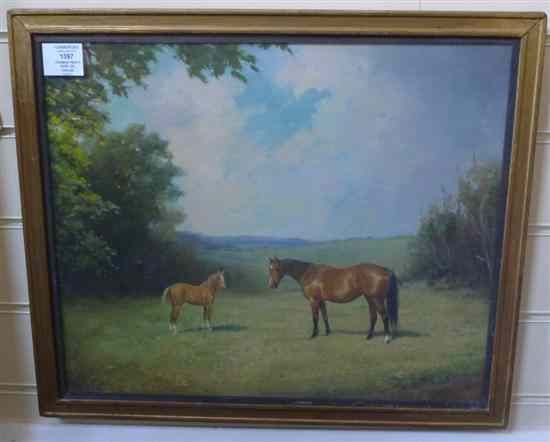 Appraisal: Thomas Percy Earl - oil on canvas horses in a