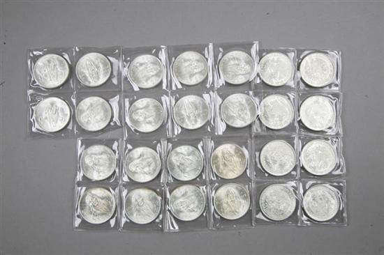 Appraisal: TWENTY-SIX SILVER MEXICAN COINS All twenty pesos