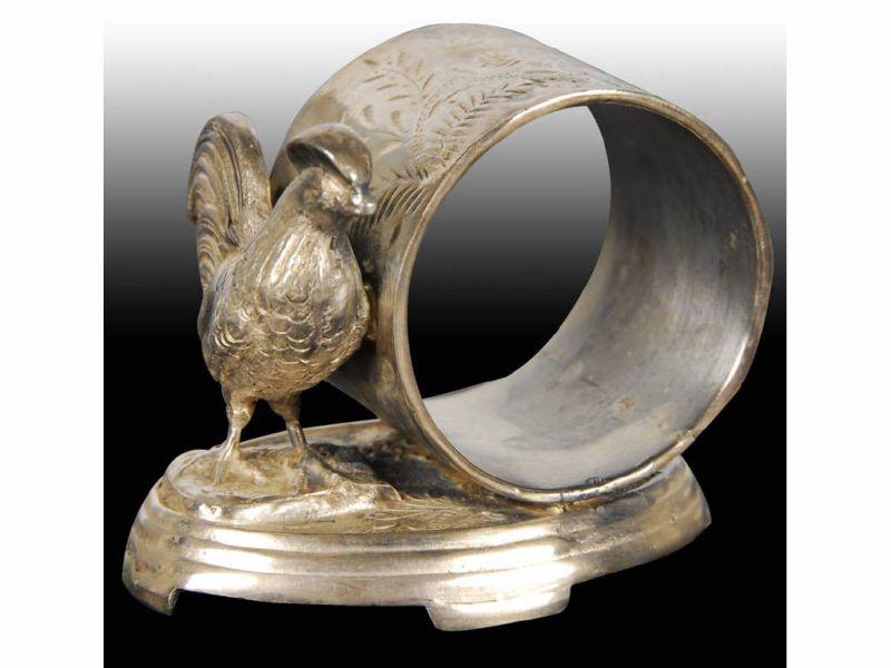 Appraisal: Rooster On Triple Tier Base By Figural Napkin Ring Description