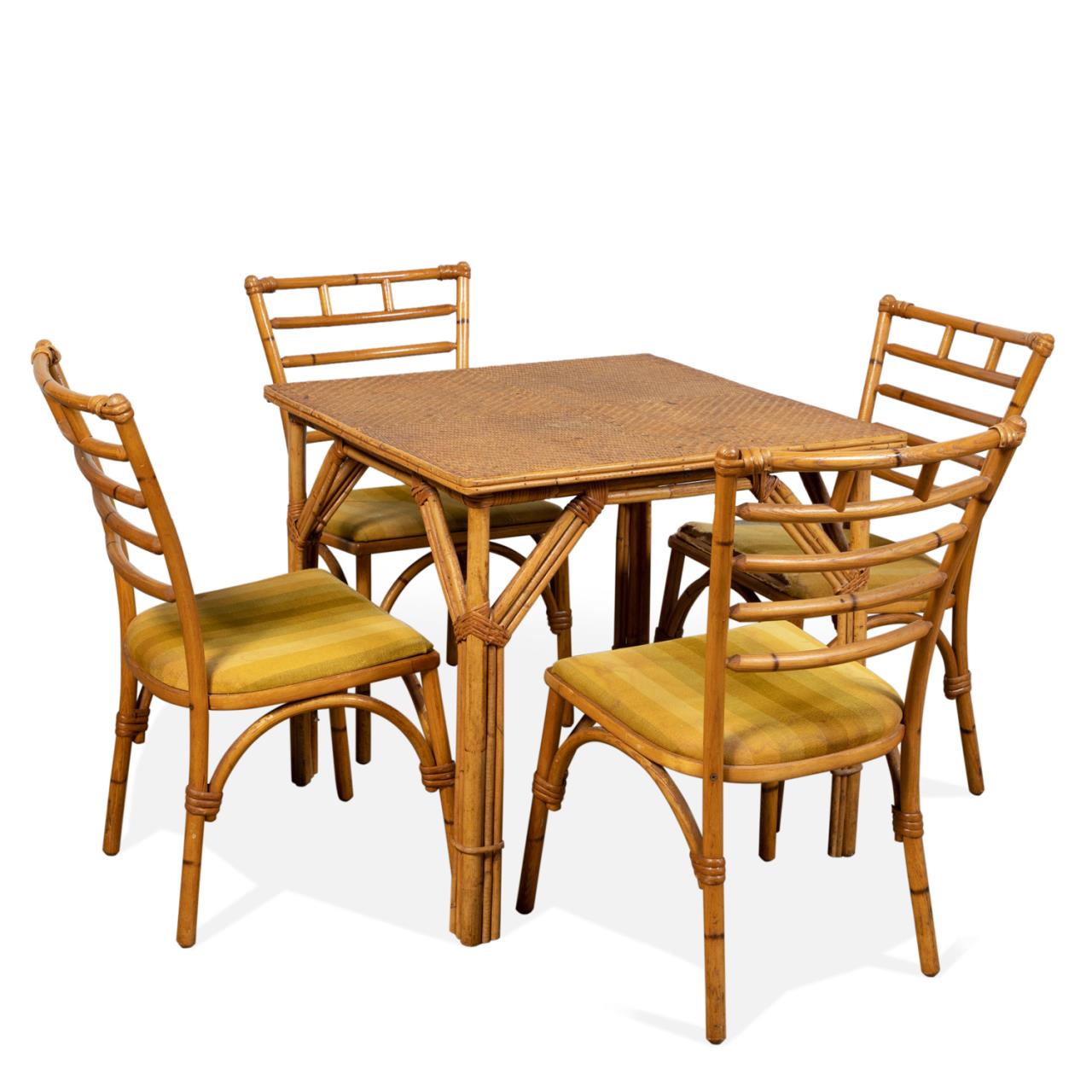 Appraisal: PCS HEYWOOD WAKEFIELD CHAIRS W TABLE Heywood Wakefield American and