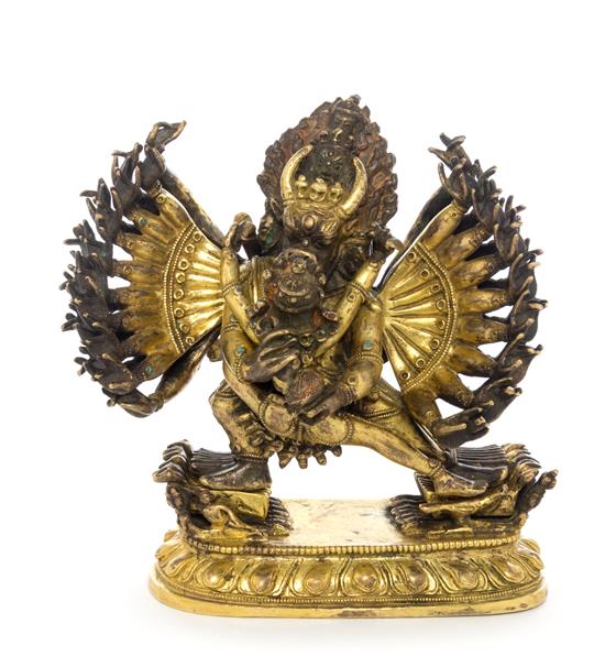 Appraisal: Sale Lot A Sino-Tibetan Gilt Bronze Figure of Bodhisattva Yamantaka