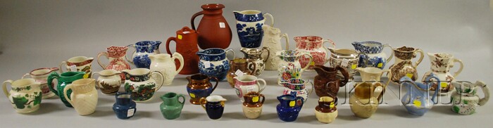 Appraisal: Collection of Mostly Staffordshire Ceramic Jugs approximately thirty-seven